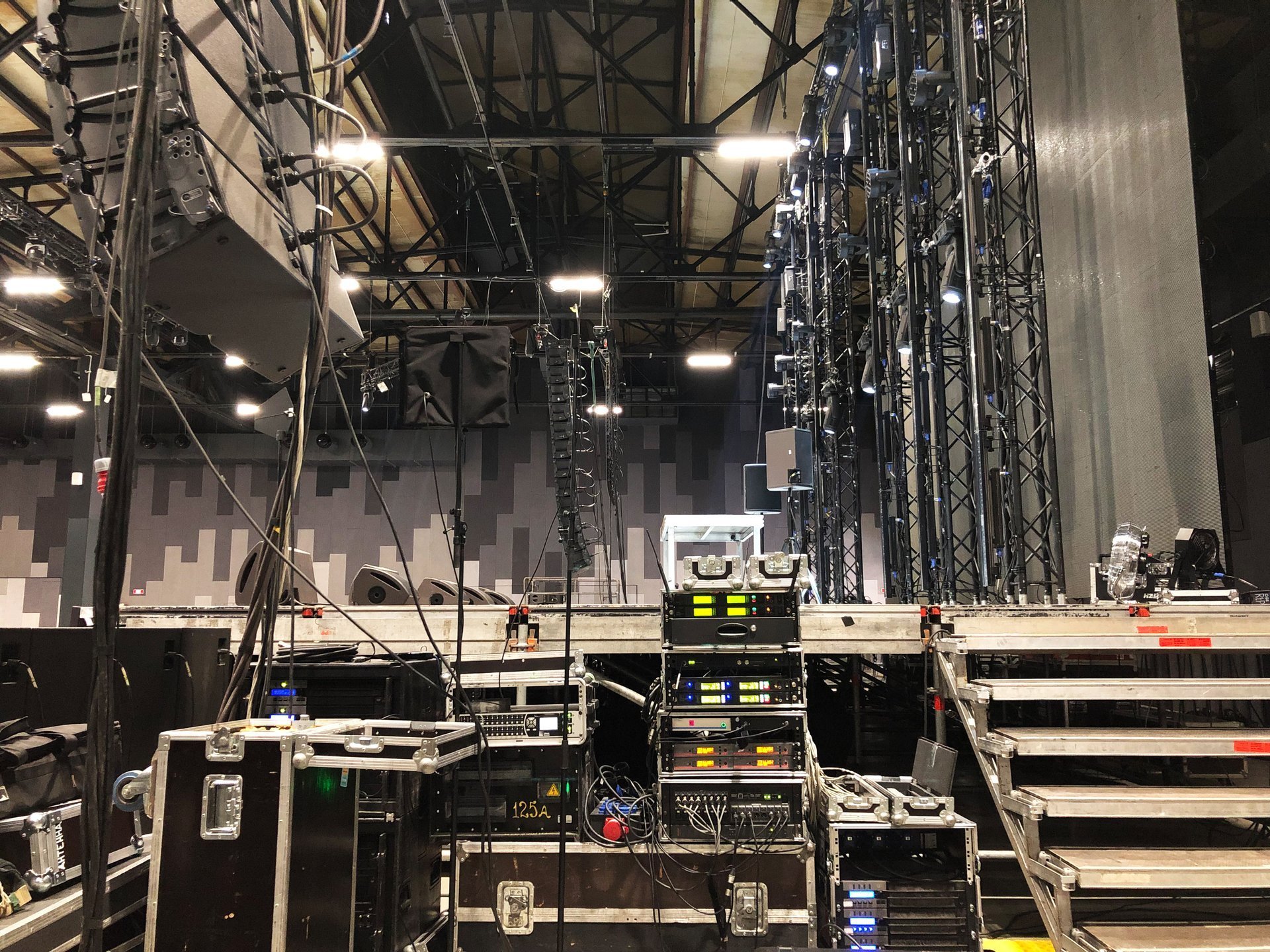 Professional stage equipment installation